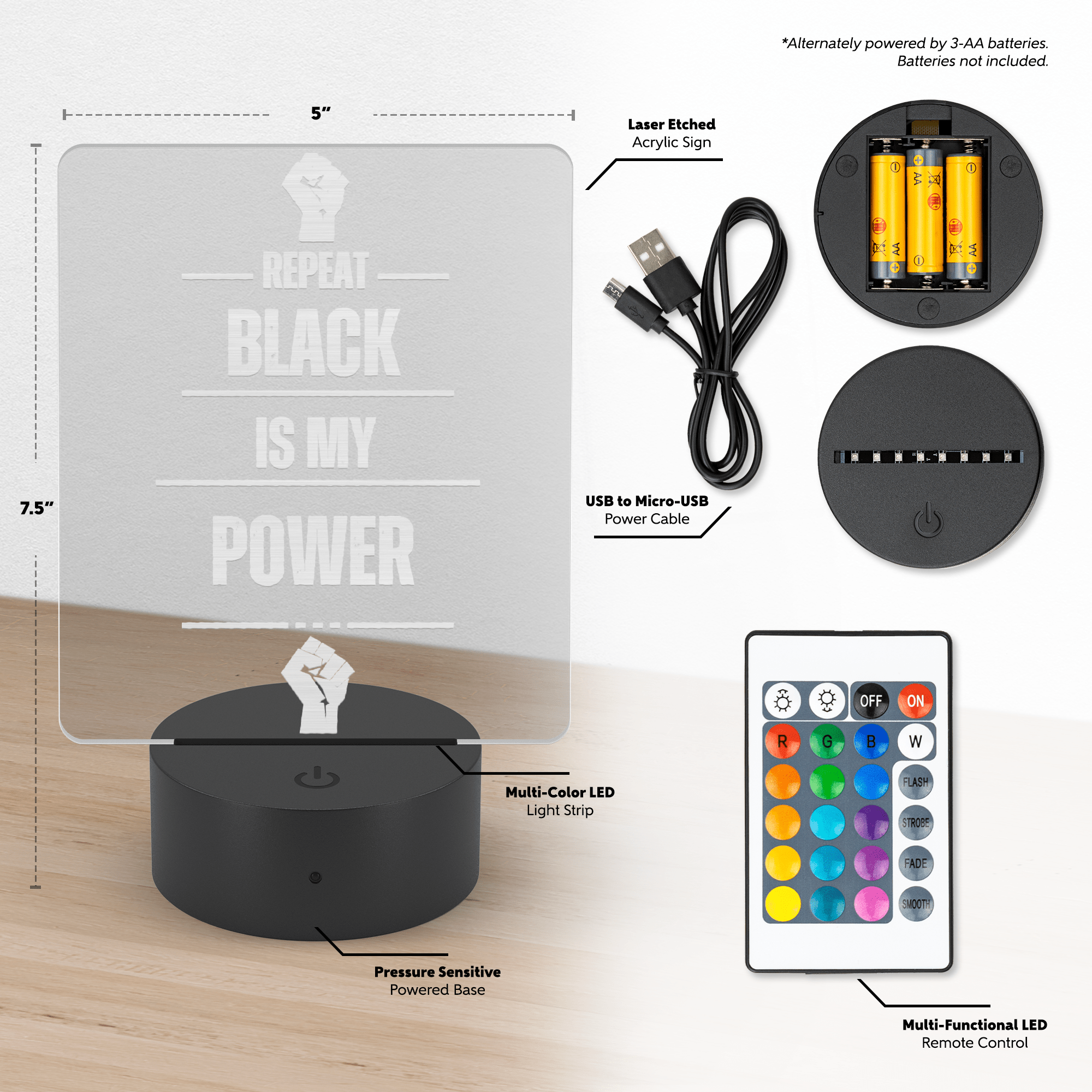 Repeat Black is My Power Acrylic Plaque - Bold Infinity.store