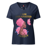 I Am Melanated Beauty Women’s relaxed v-neck t-shirt