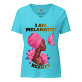 I Am Melanated Beauty Women’s relaxed v-neck t-shirt